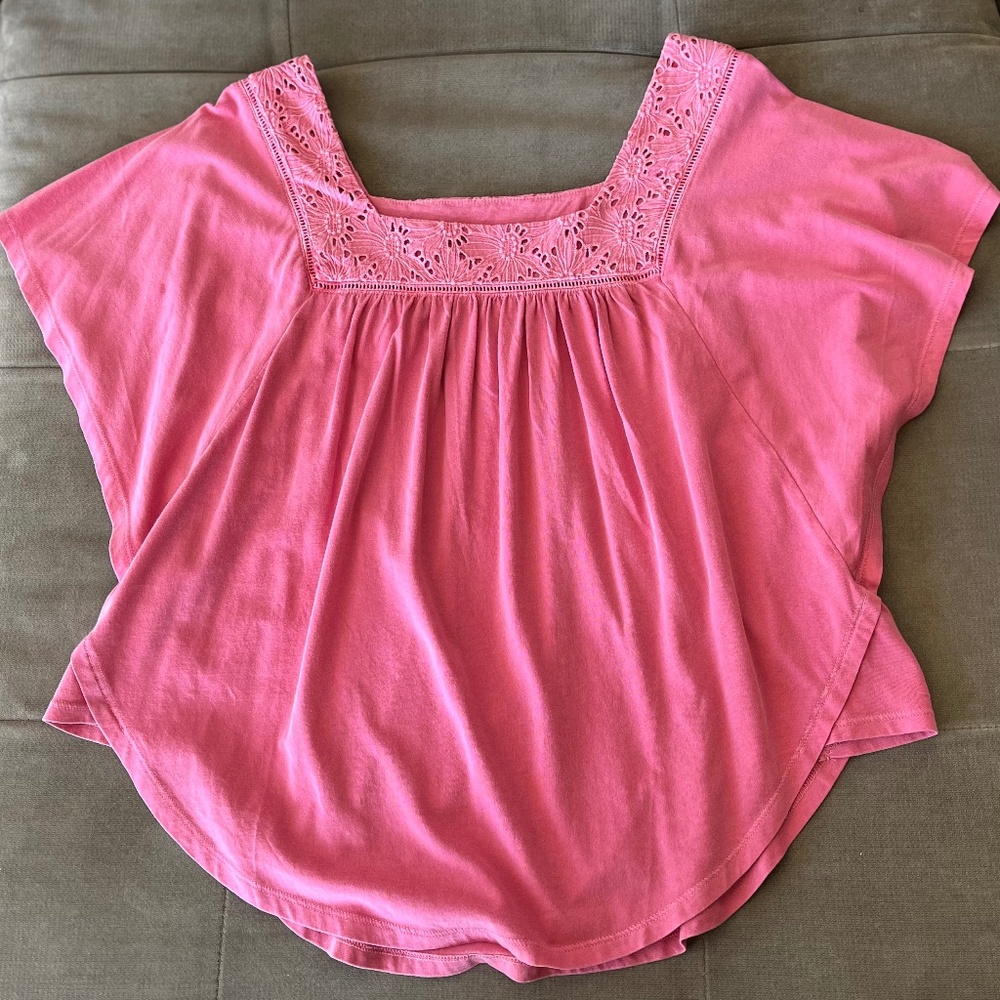 Gap Square Neck Embroidered Ruffle Sleeve Top - Picture 3 of 4